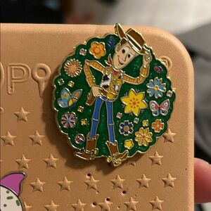 Toy Story Woody Floral Enamel Pin - Green Background